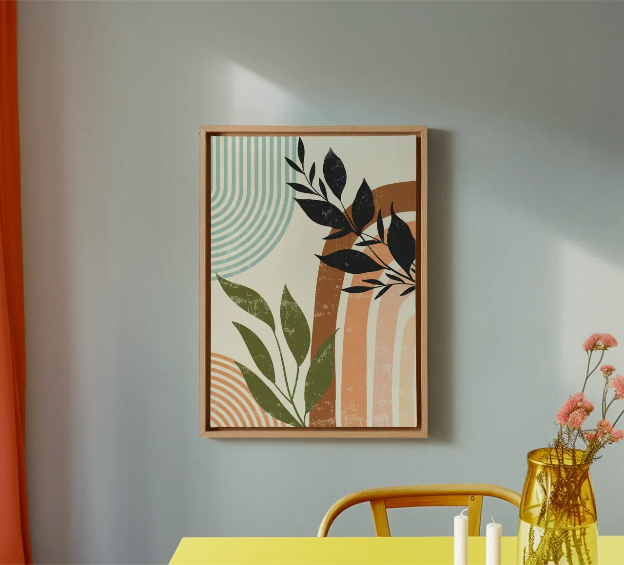 Abstracte bloemenprint canvas met Baklijst van Rebecca Clark Wyrick