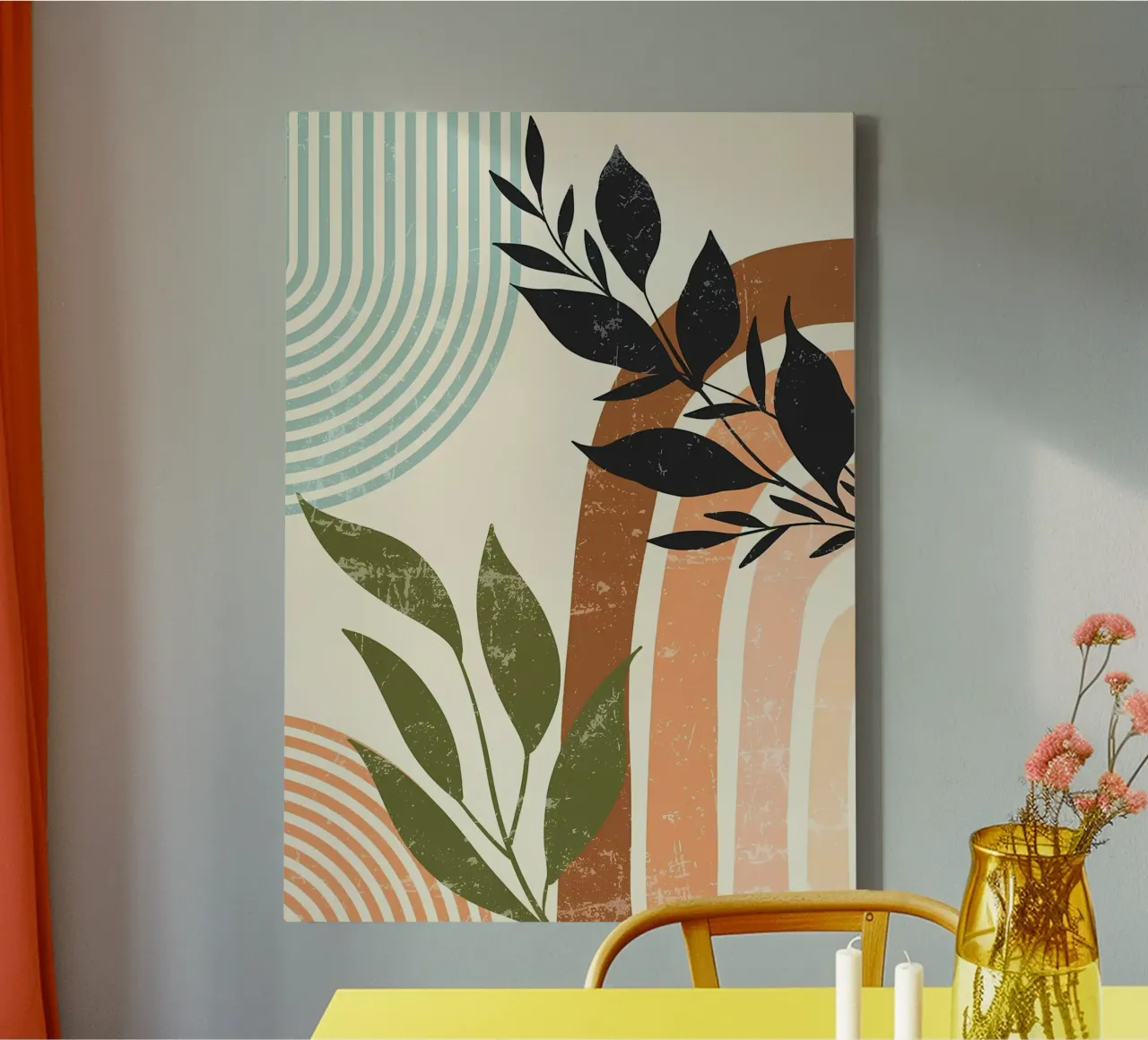 Abstracte bloemenprint canvas met Baklijst van Rebecca Clark Wyrick