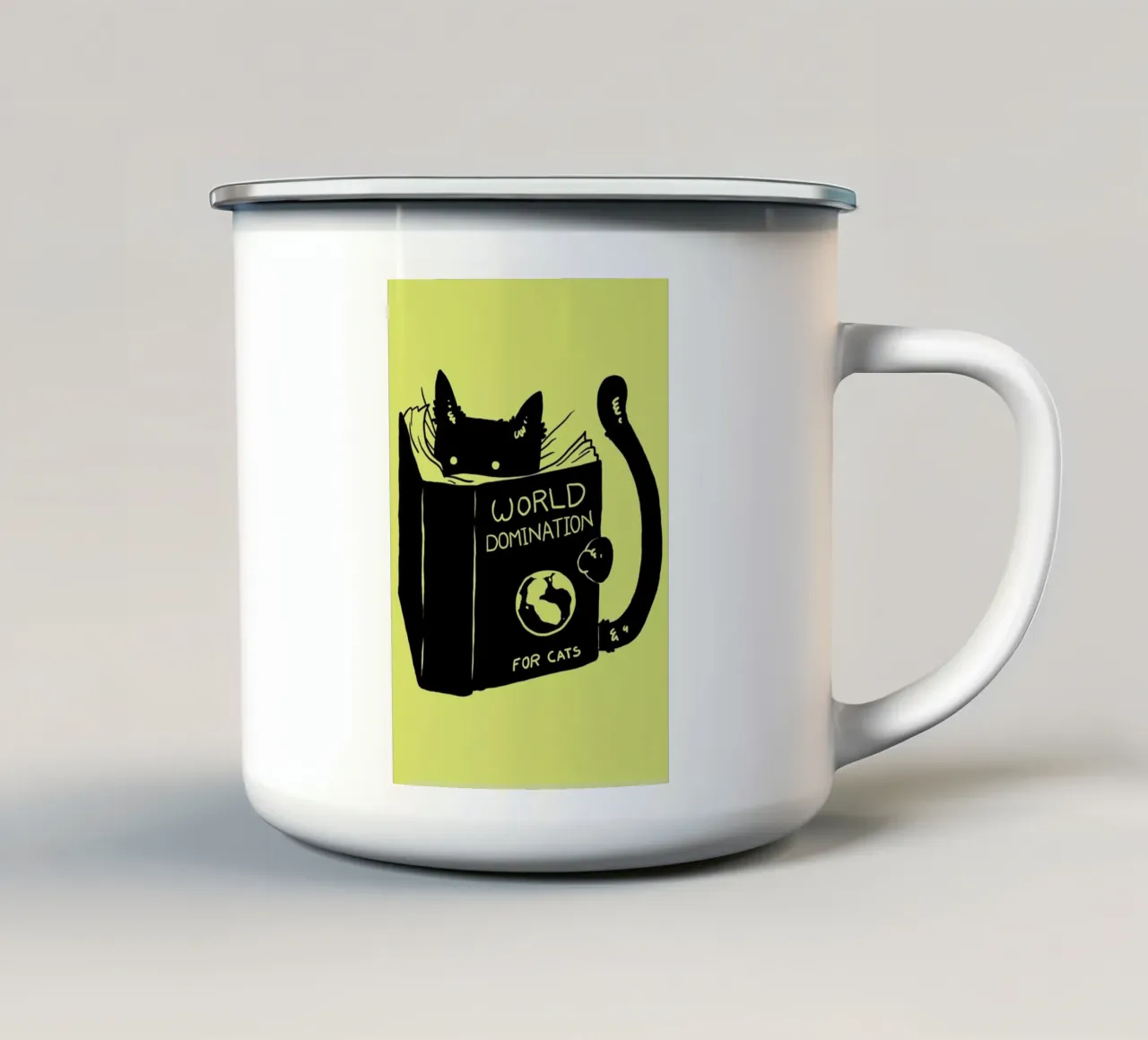 World Domination for Cats tazza in smalto da Tobe Fonseca