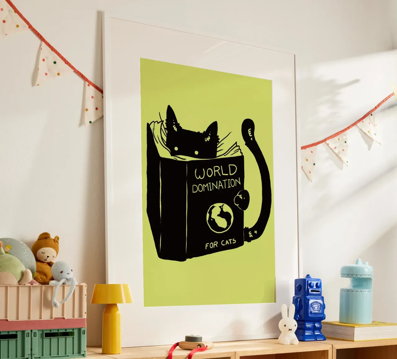 World Domination for Cats poster con telaio in plastica da Tobe Fonseca