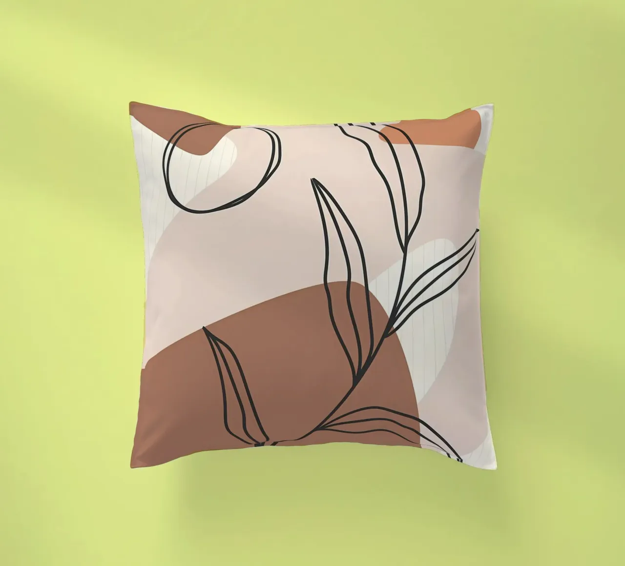Modern leaf line art decorative cushion by Rebecca Clark Wyrick