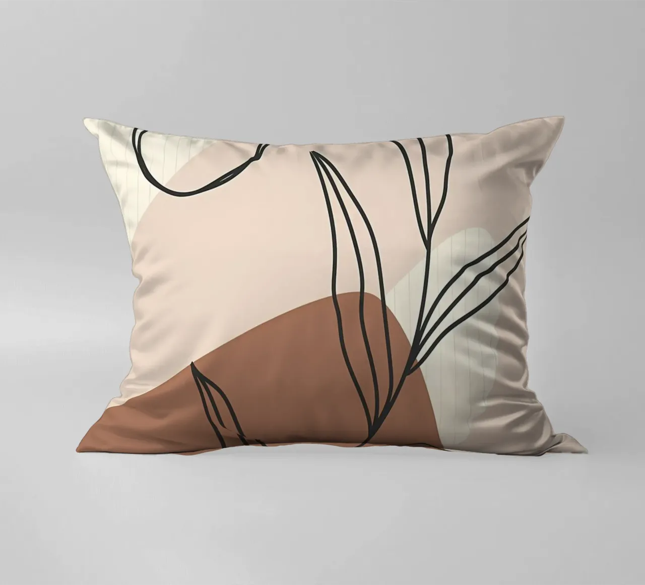 Modern leaf line art decorative cushion by Rebecca Clark Wyrick