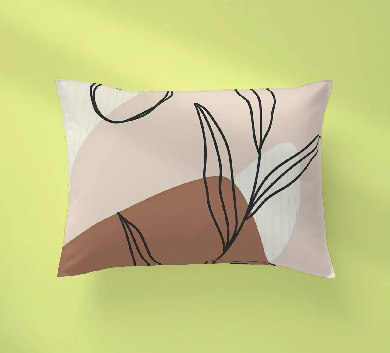 Modern leaf line art decorative cushion by Rebecca Clark Wyrick