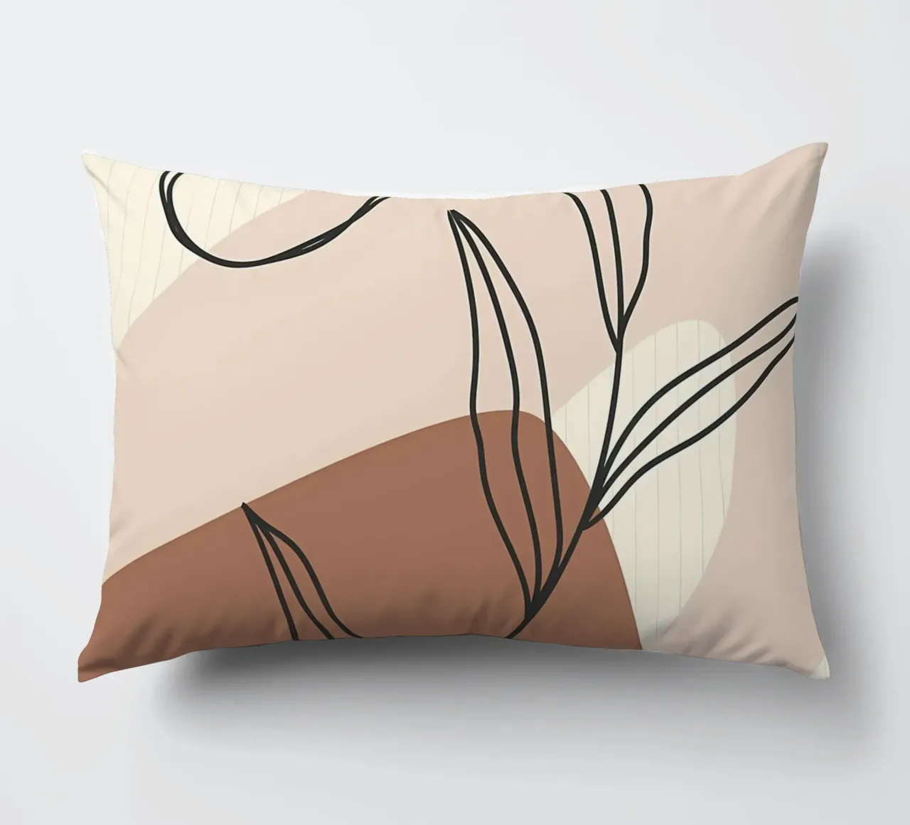 Modern leaf line art decorative cushion by Rebecca Clark Wyrick