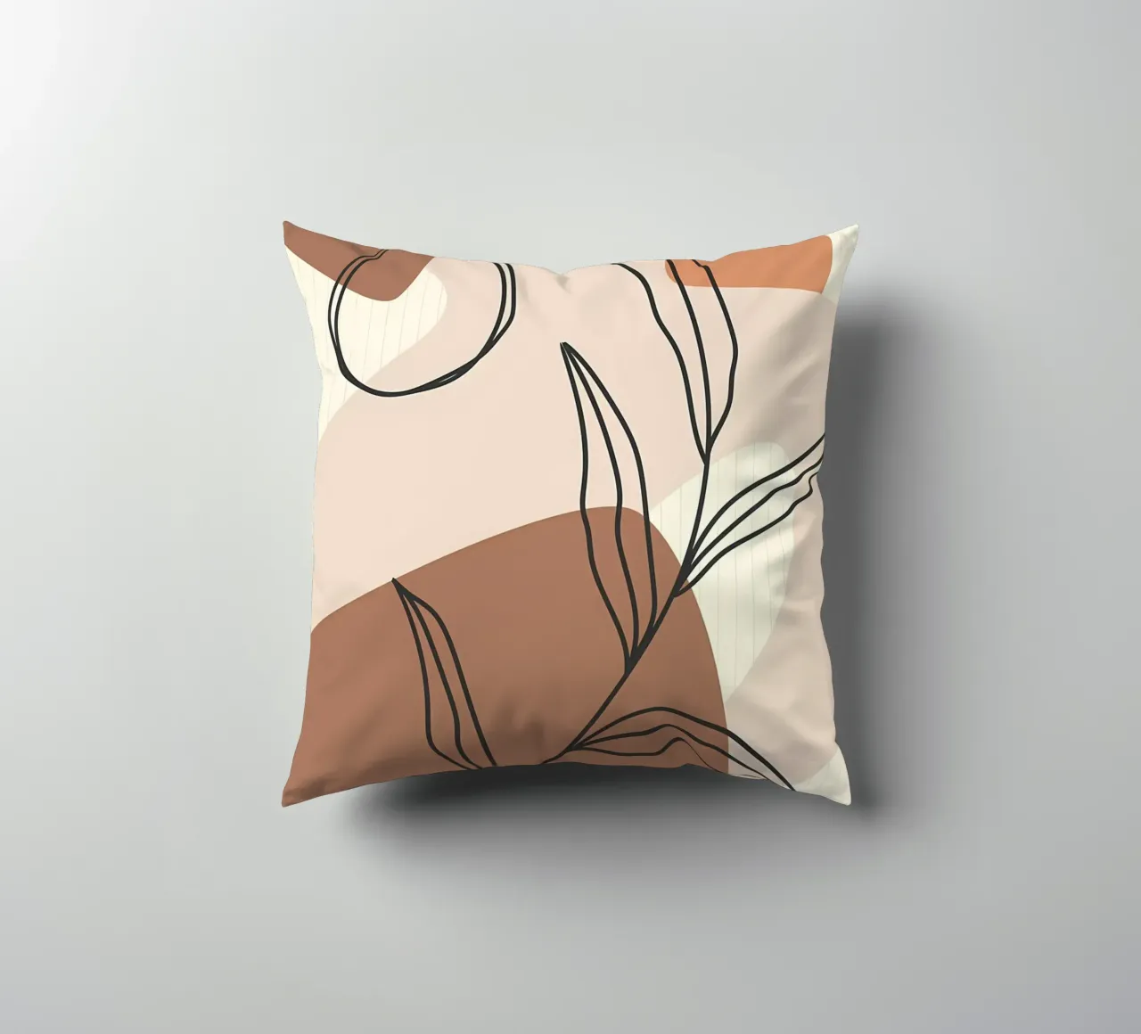 Modern leaf line art decorative cushion by Rebecca Clark Wyrick