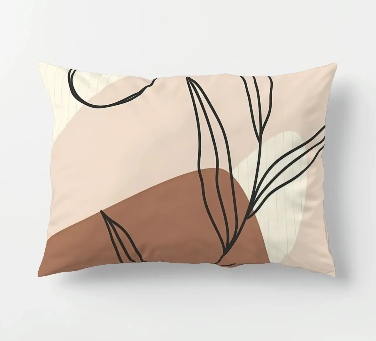 Modern leaf line art decorative cushion by Rebecca Clark Wyrick