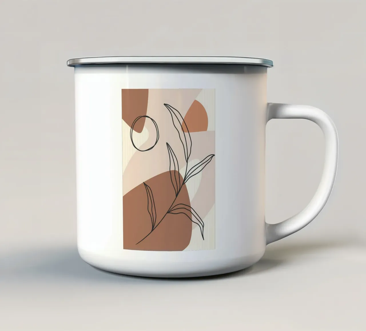 Line art di foglie moderne tazza in smalto da Rebecca Clark Wyrick