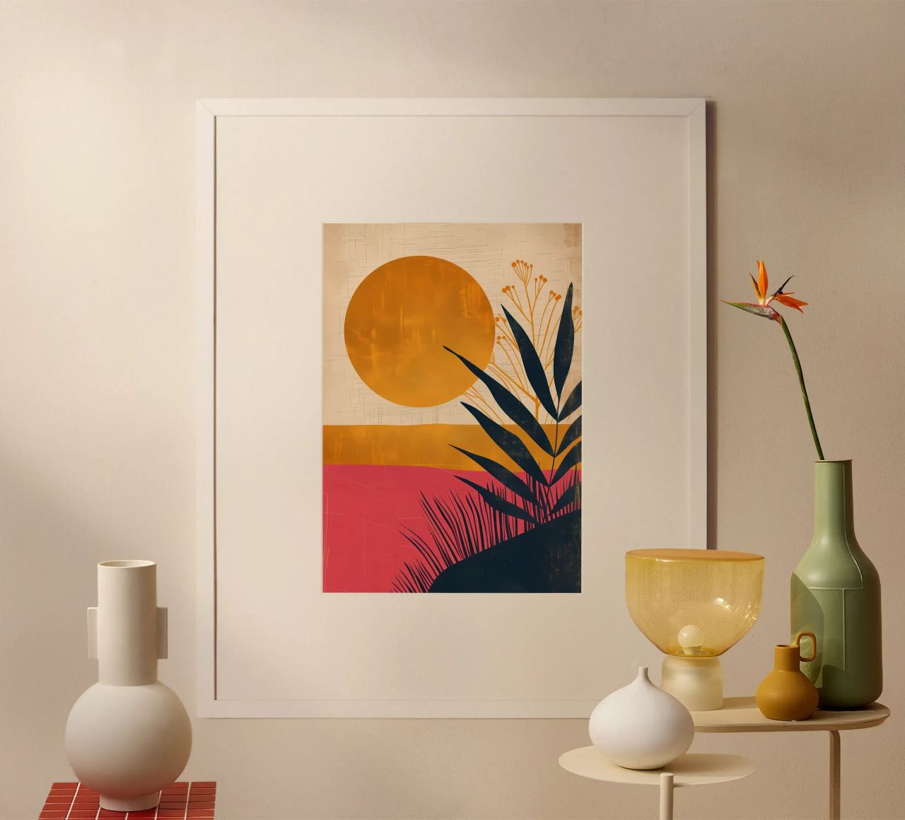 Sunset Palm Silhouette poster by Rebecca Clark Wyrick