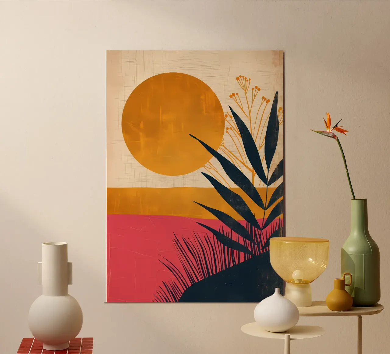 Sunset Palm Silhouette poster by Rebecca Clark Wyrick