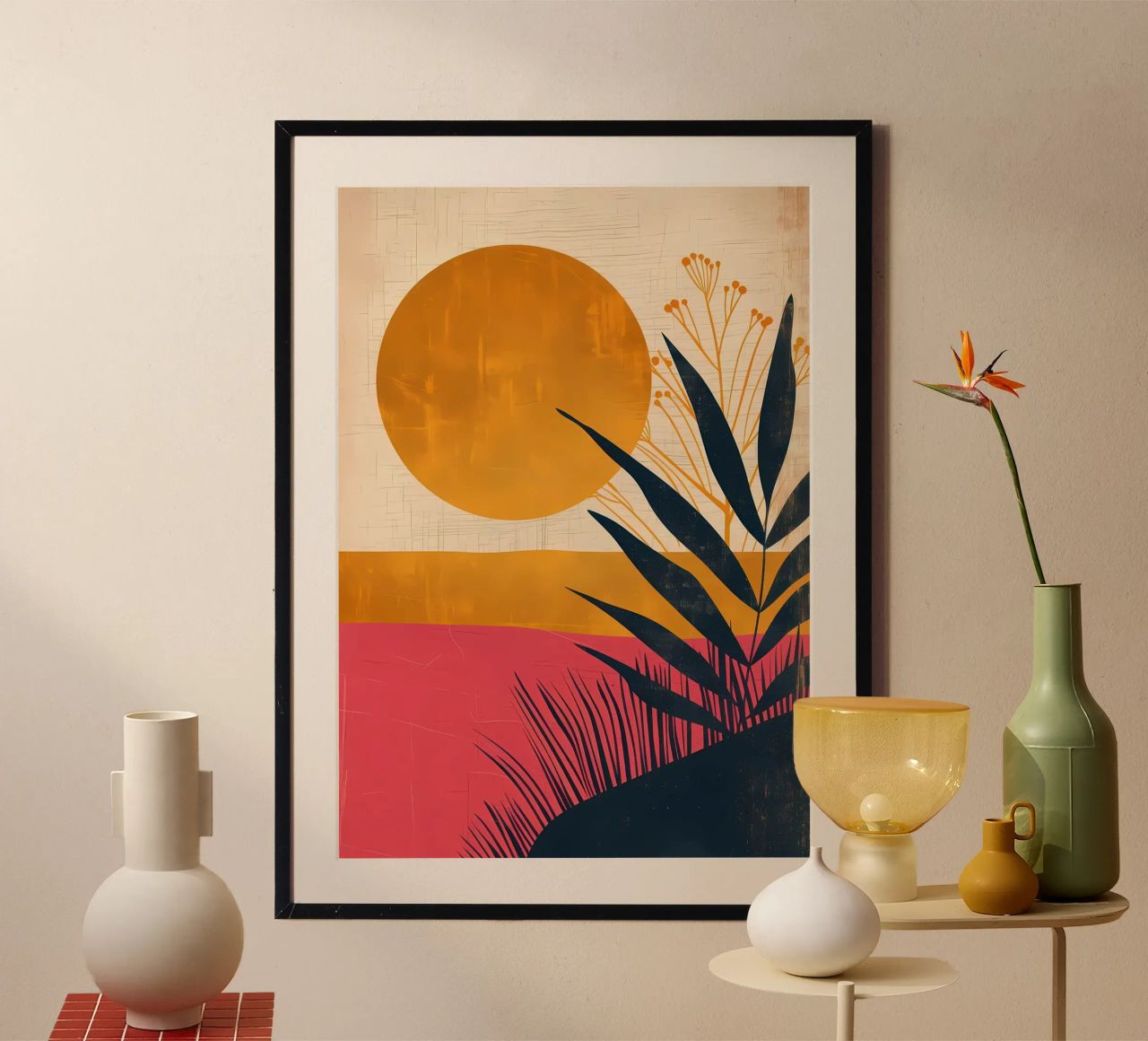 Sunset Palm Silhouette poster by Rebecca Clark Wyrick
