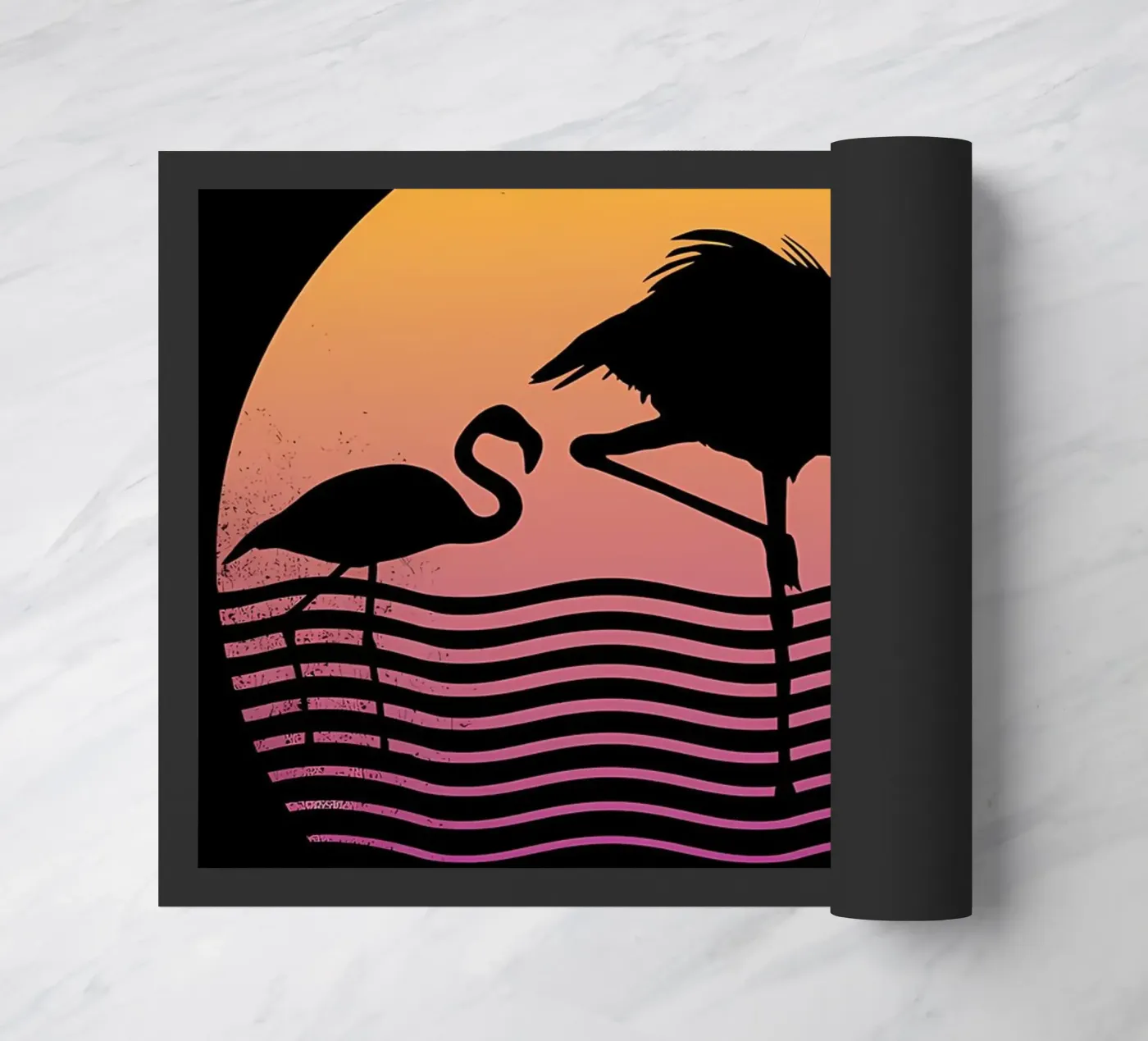 Flamingo-Sonnenuntergang Fußmatte von James M Coyle