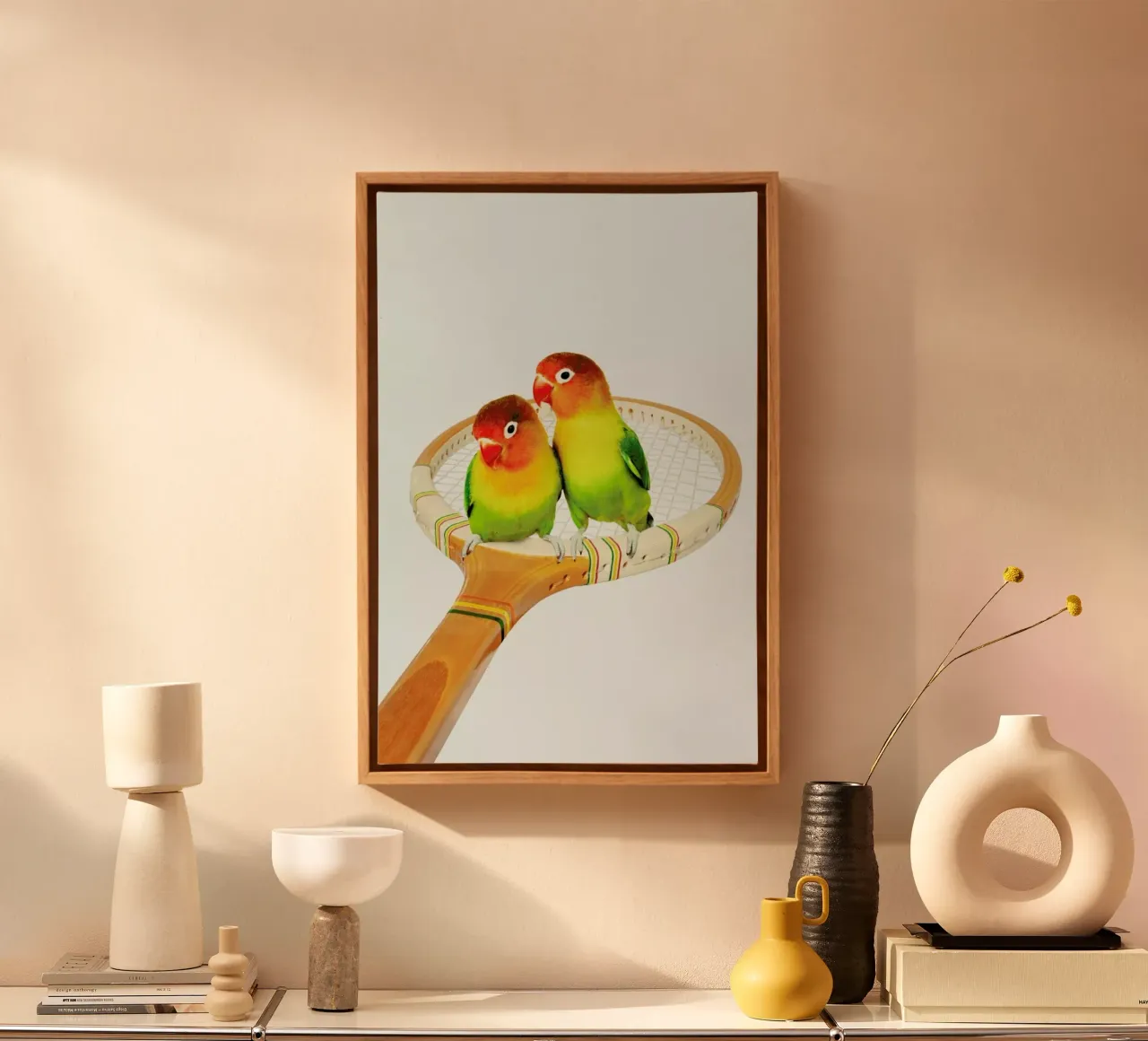 Retro Birds tela con Cornice a cassetta da Jonas Loose