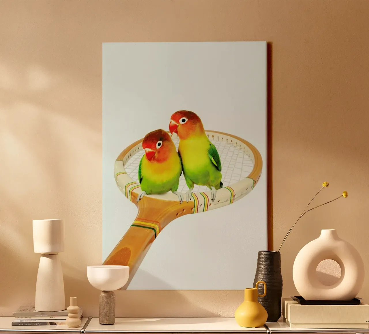 Retro Birds tela con Cornice a cassetta da Jonas Loose