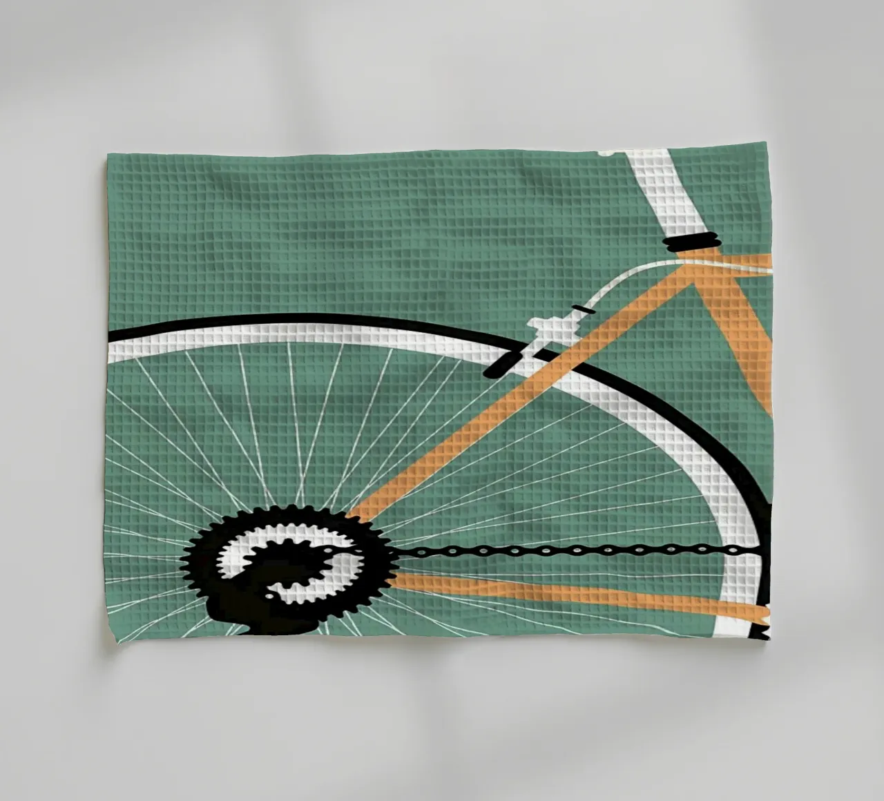 Fiets achterwiel groen theedoek van Albert S Jacob