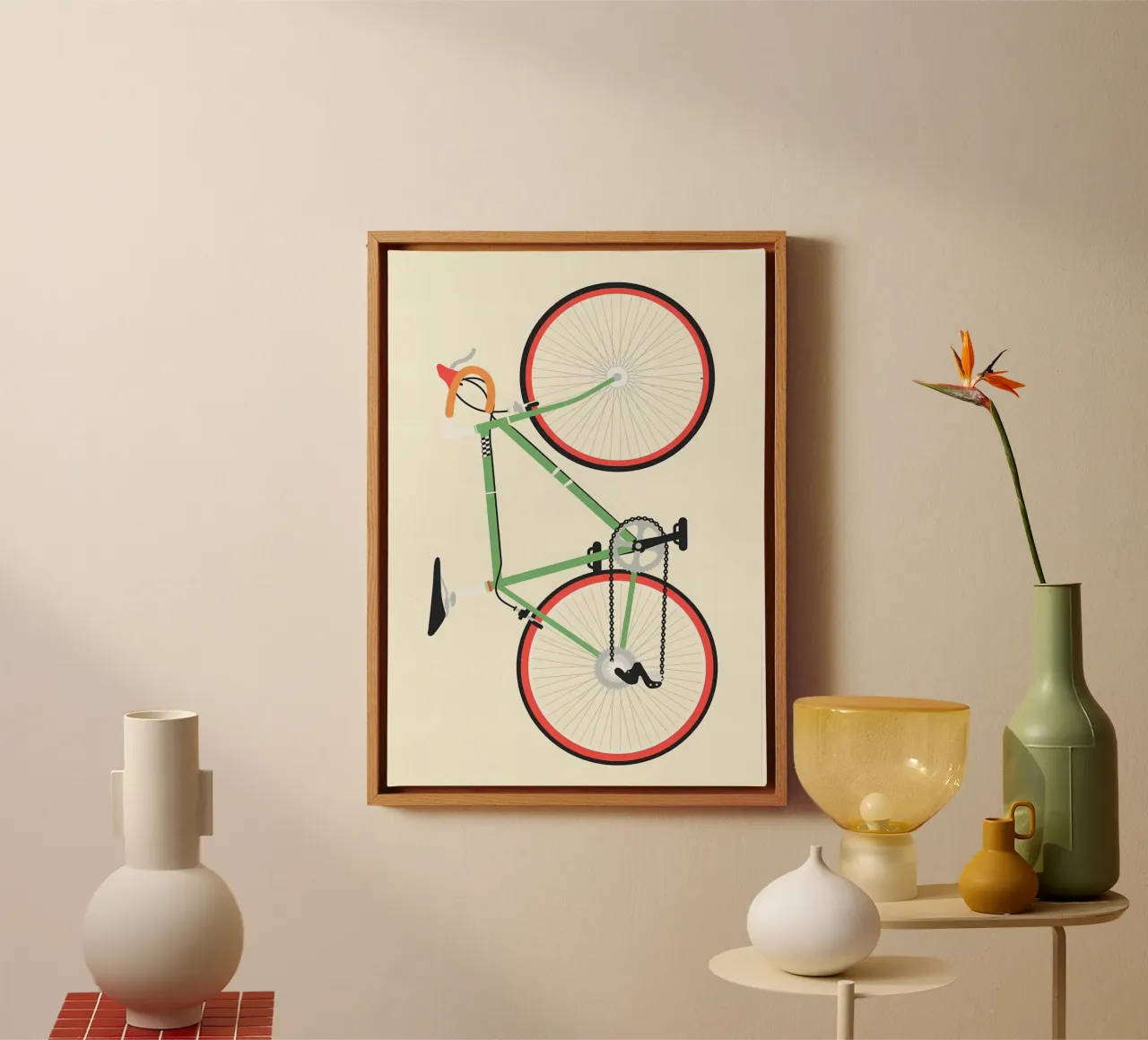 Bicicletta verde Illustrazione bicicletta da corsa tela con Cornice a cassetta da Albert S Jacob