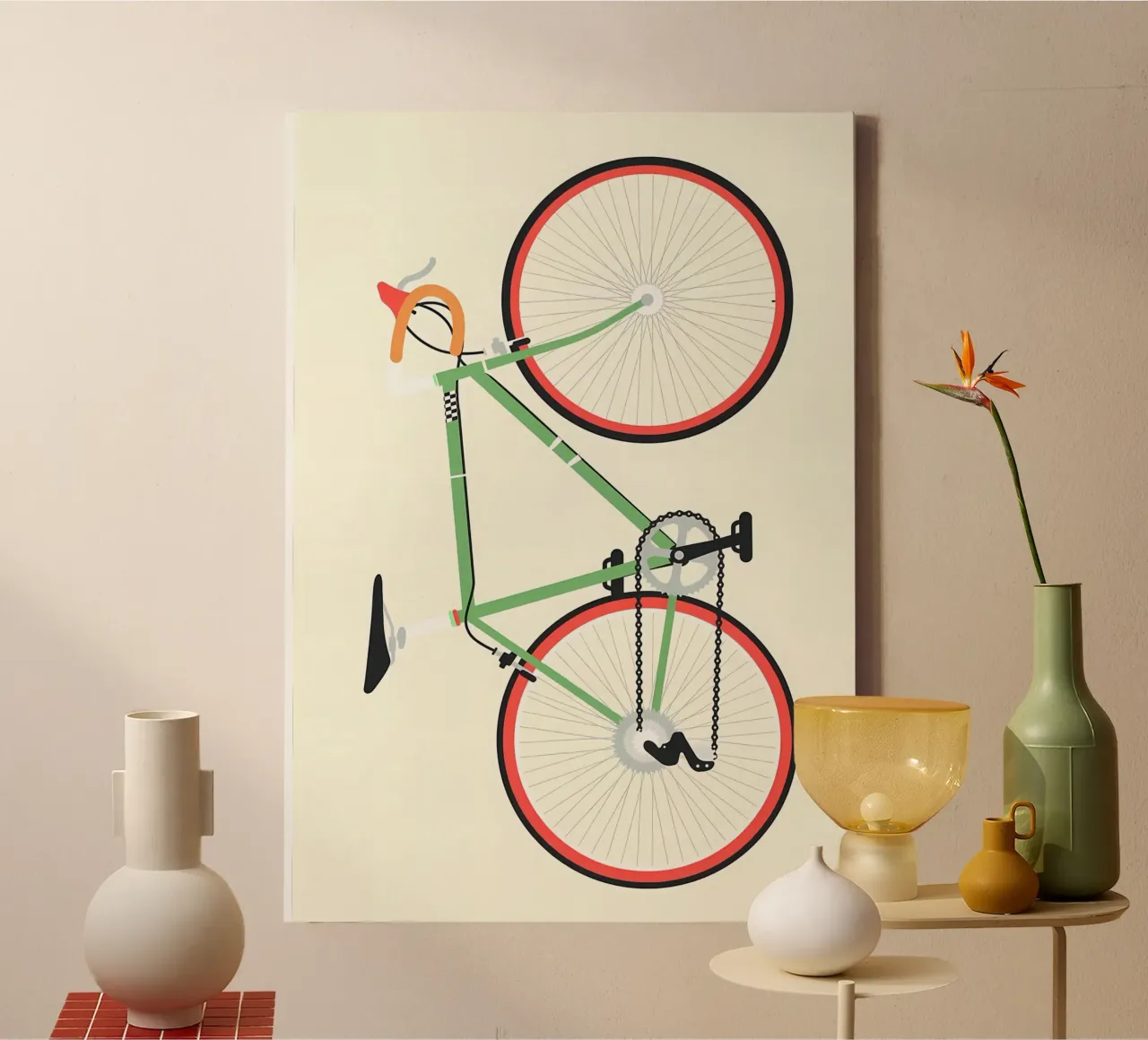 Bicicletta verde Illustrazione bicicletta da corsa tela con Cornice a cassetta da Albert S Jacob
