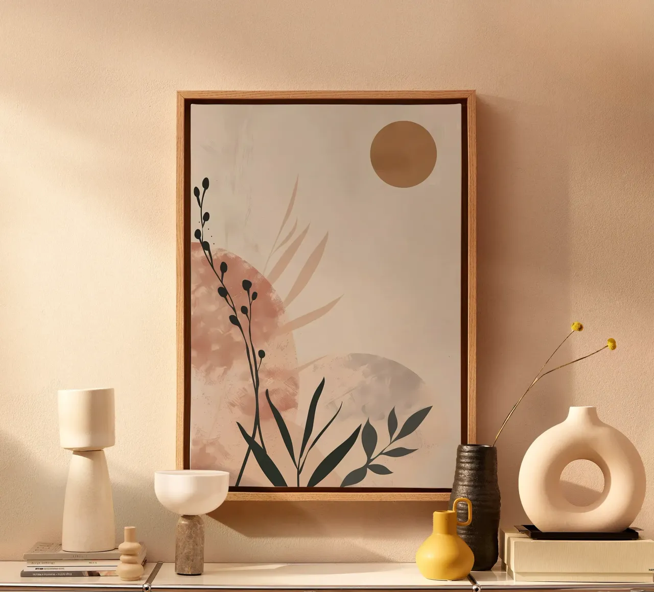 Floreale botanico astratto tela con Cornice a cassetta da Rebecca Clark Wyrick