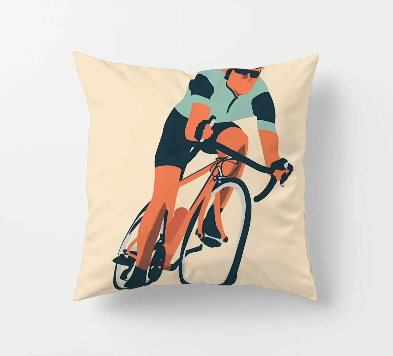Minimalist Cyclist decorative cushion by Albert S Jacob
