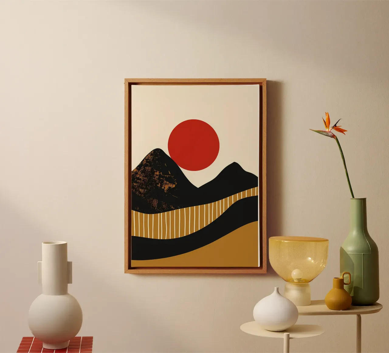 Abstract Mountainscape canvas with Floater frame by James M Coyle
