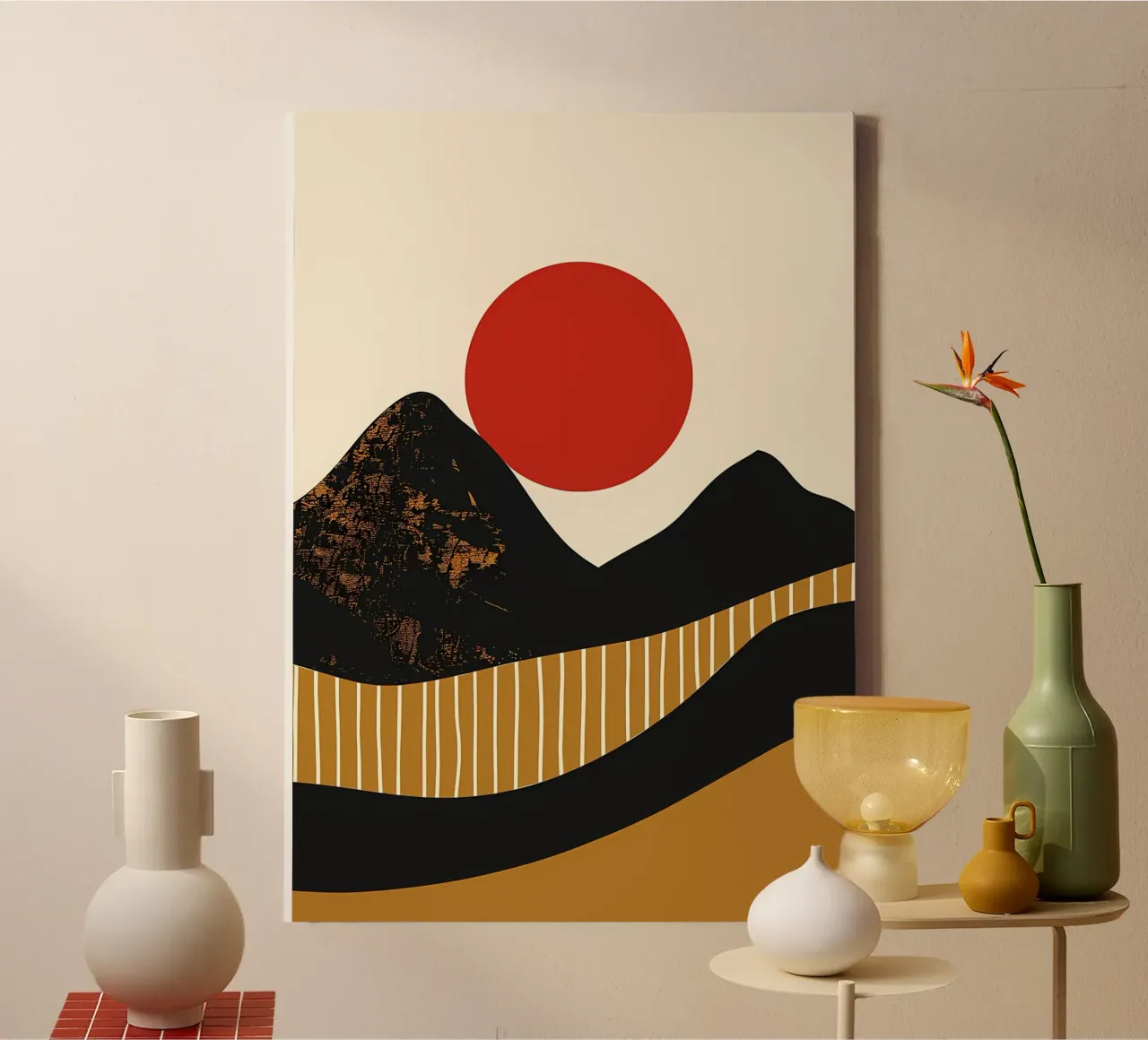 Abstract Mountainscape canvas with Floater frame by James M Coyle