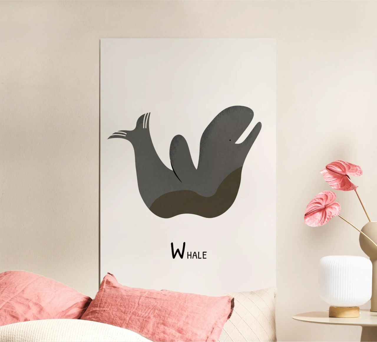 W for Whale poster van Little Flourishes