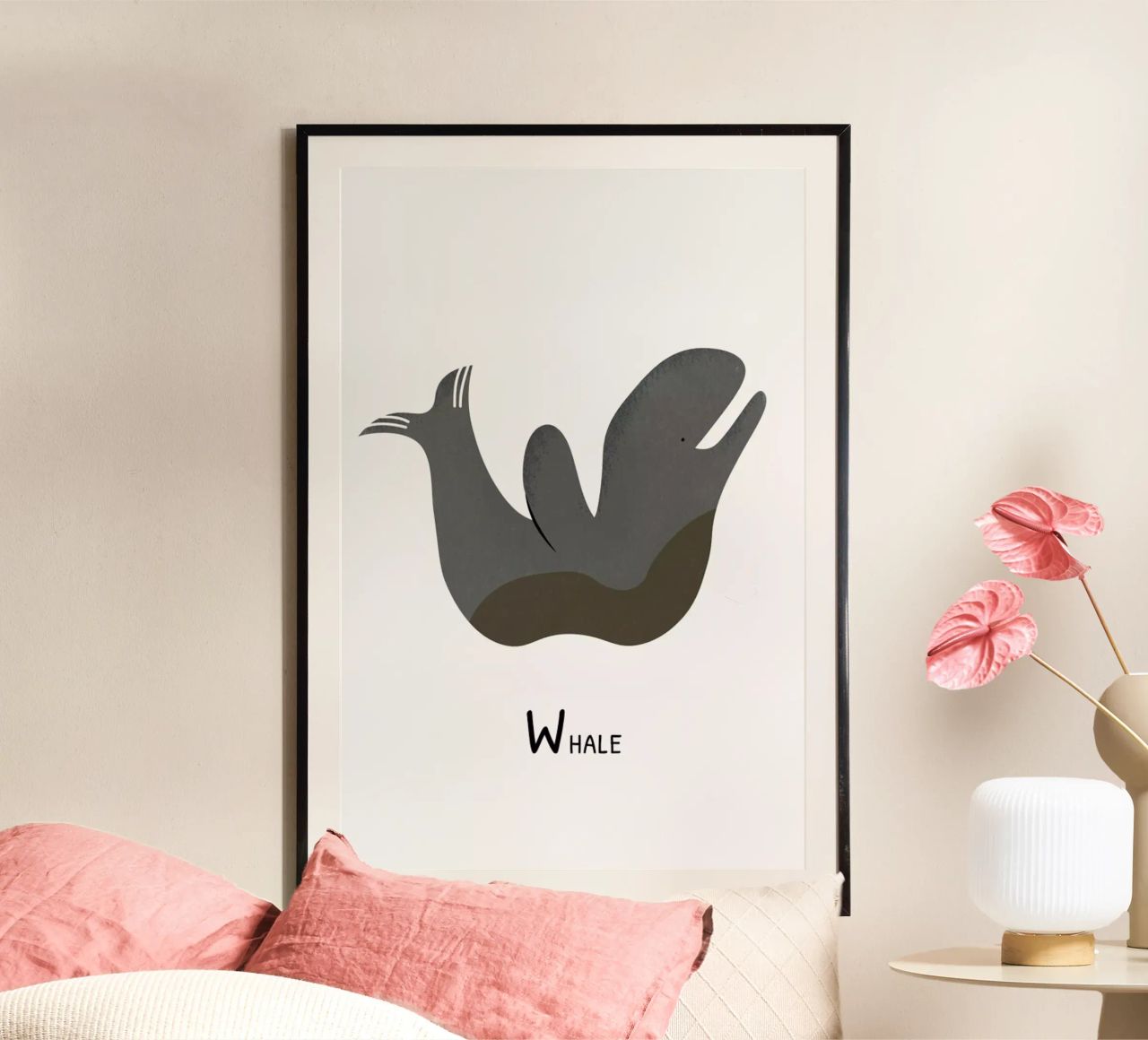 W for Whale poster van Little Flourishes
