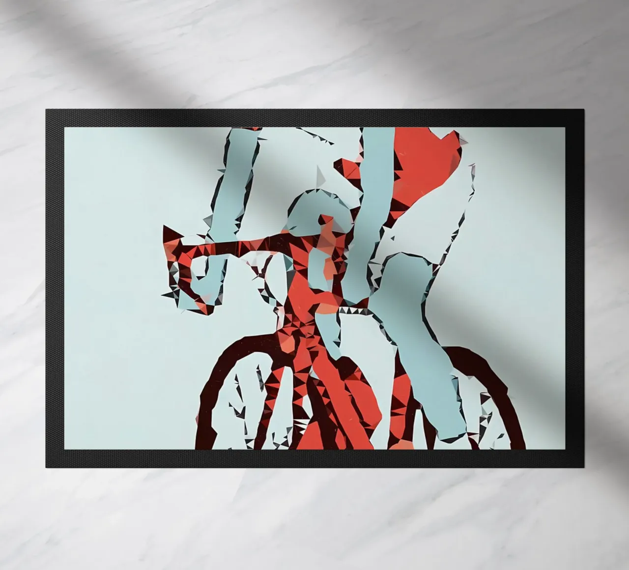 Cyclist Low Poly doormat by Albert S Jacob