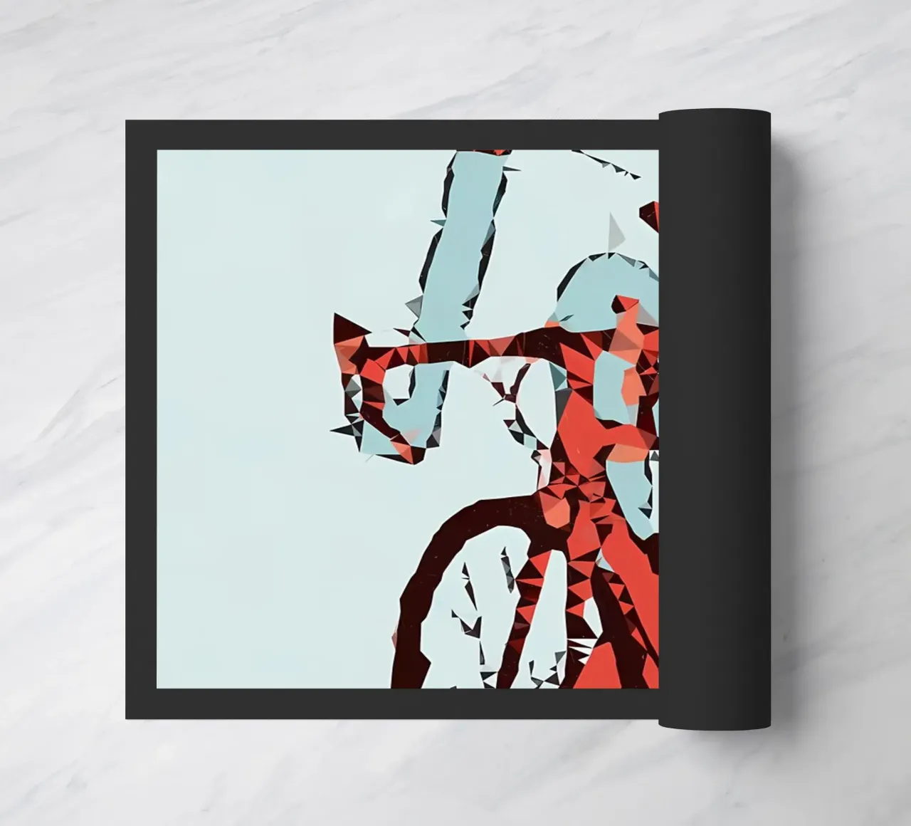 Cyclist Low Poly doormat by Albert S Jacob