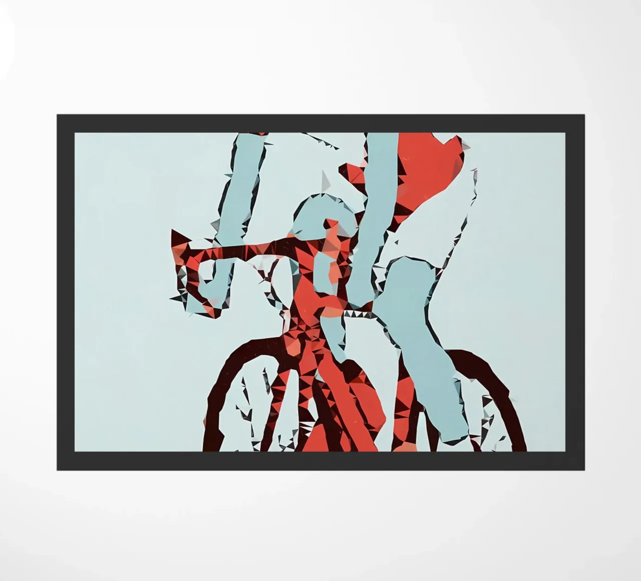 Cyclist Low Poly doormat by Albert S Jacob