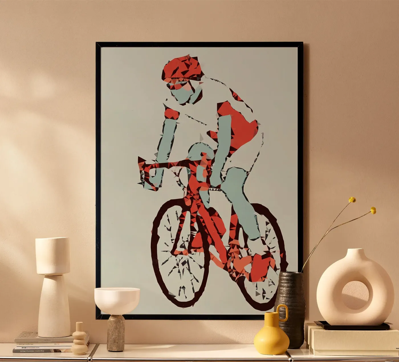 Cyclist Low Poly poster da Albert S Jacob