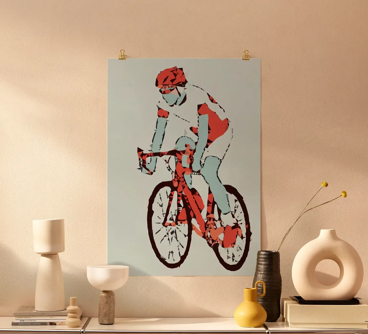 Ciclista Low Poly poster da Albert S Jacob
