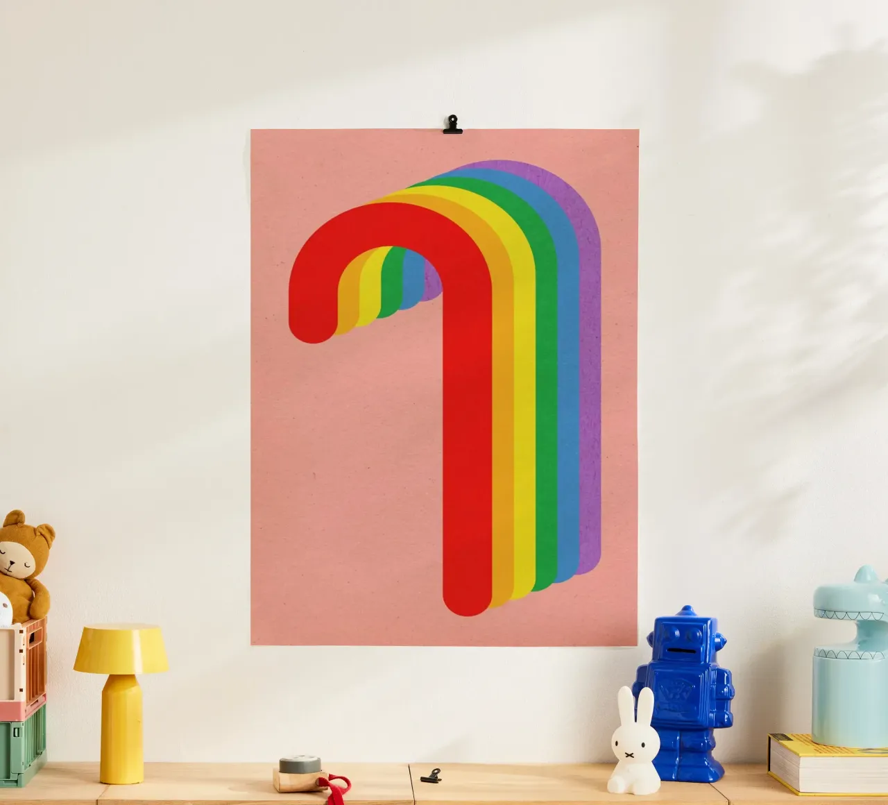 Rainbow Candy Cane poster con telaio in plastica da Rosi Feist