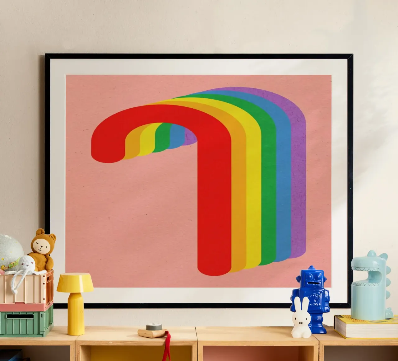 Rainbow Candy Cane poster con telaio in plastica da Rosi Feist