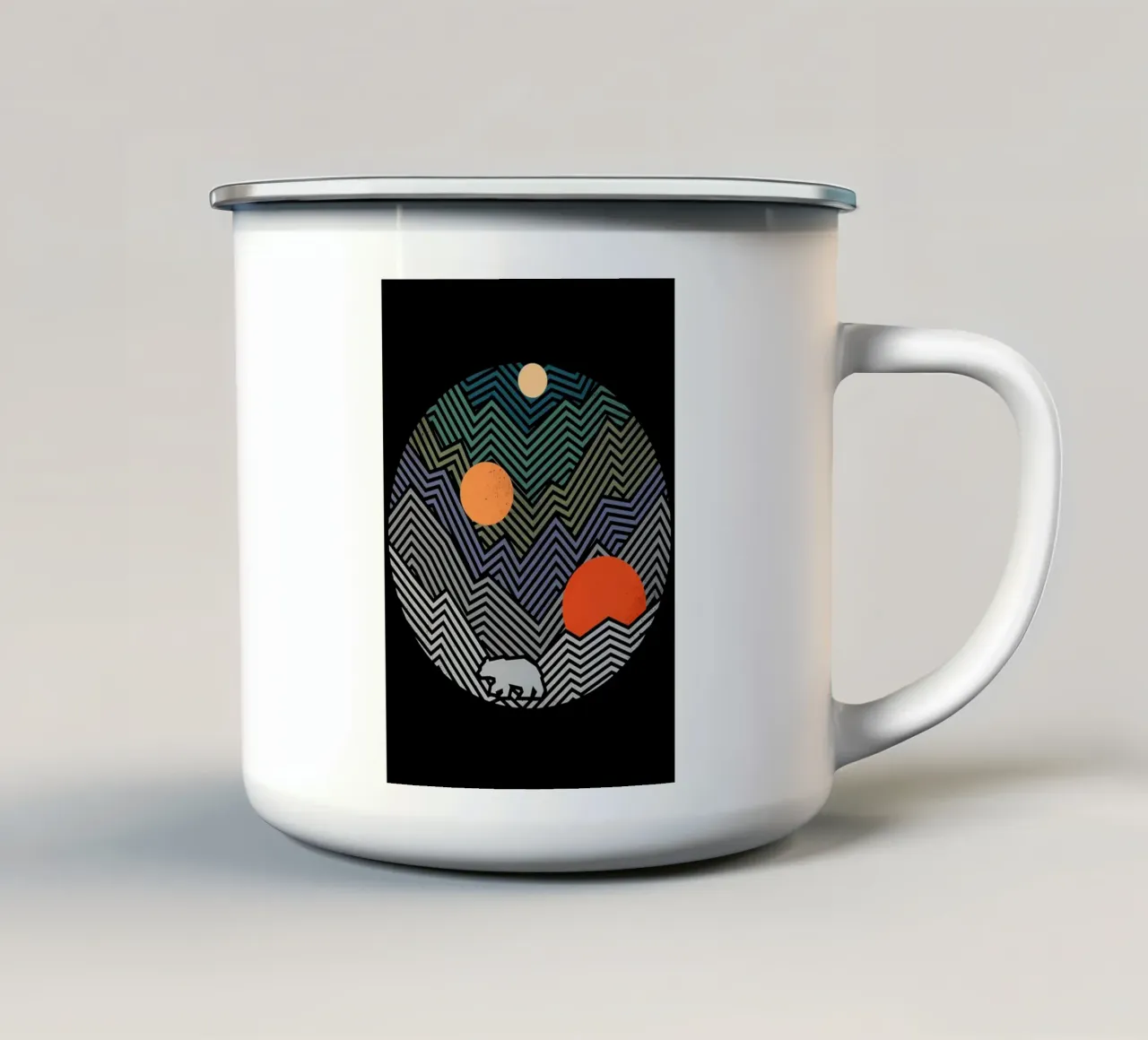 Una geometria dell'orso tazza in smalto da James M Coyle