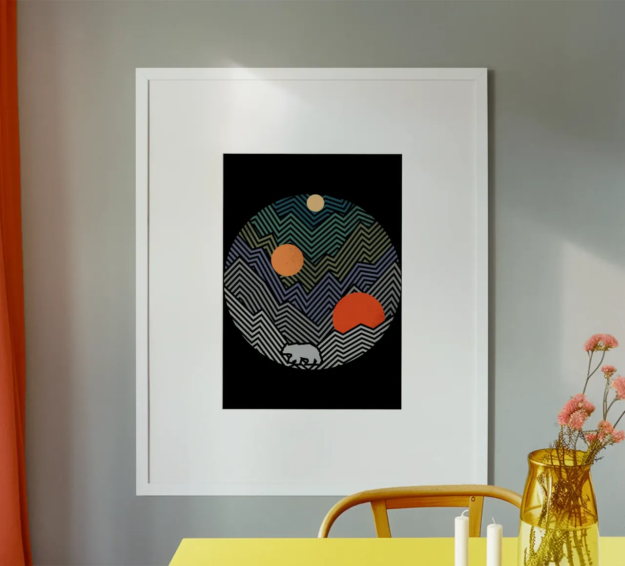 Una geometria dell'orso poster con telaio in legno da James M Coyle