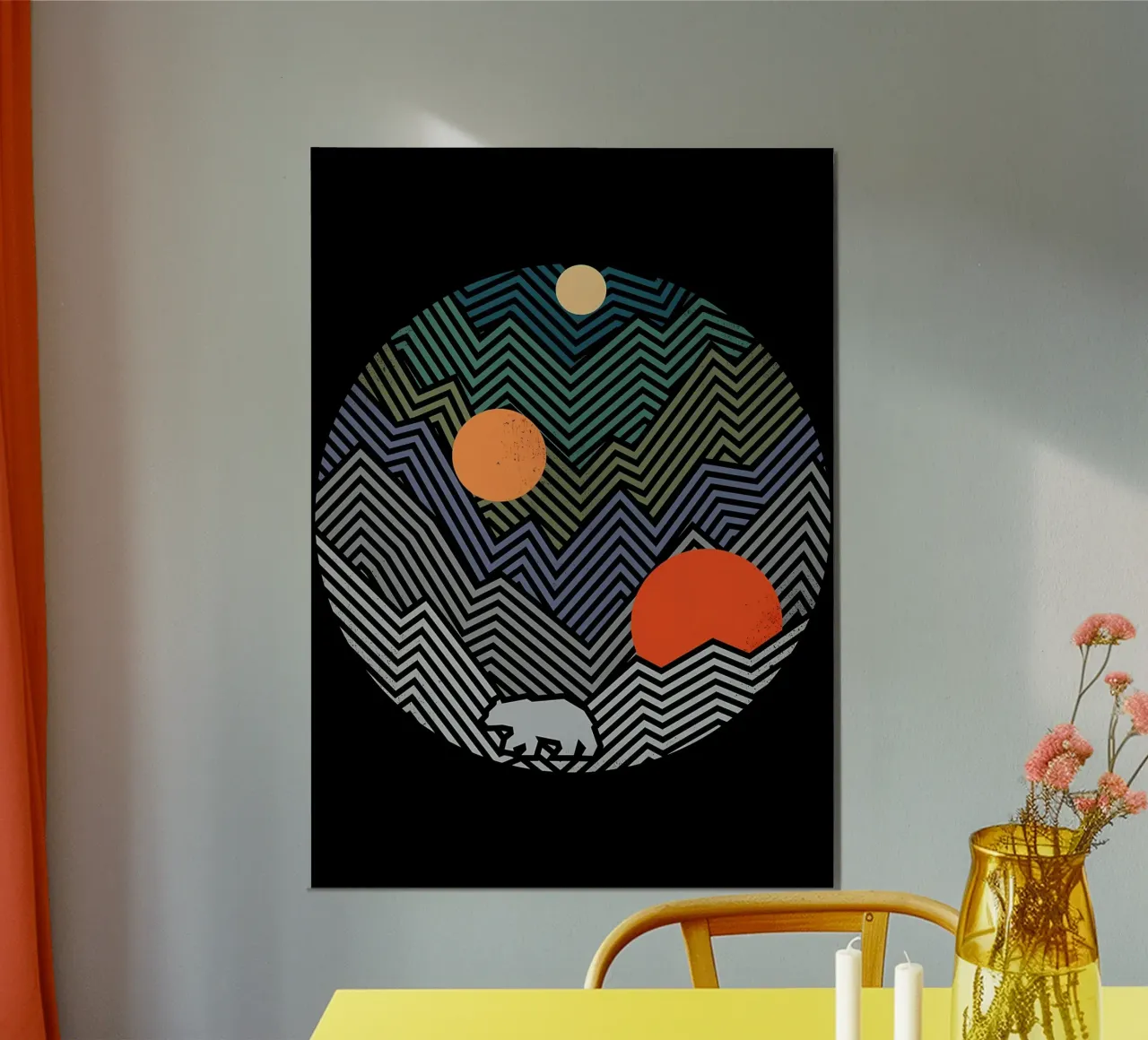Una geometria dell'orso poster con telaio in legno da James M Coyle