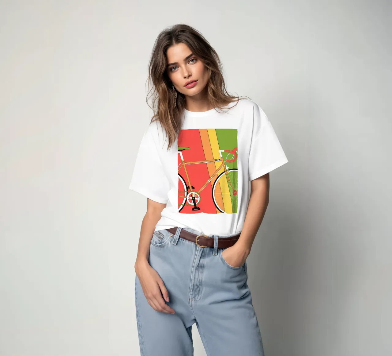 Retro Bicycle Illustration Colorful t-shirt by Albert S Jacob