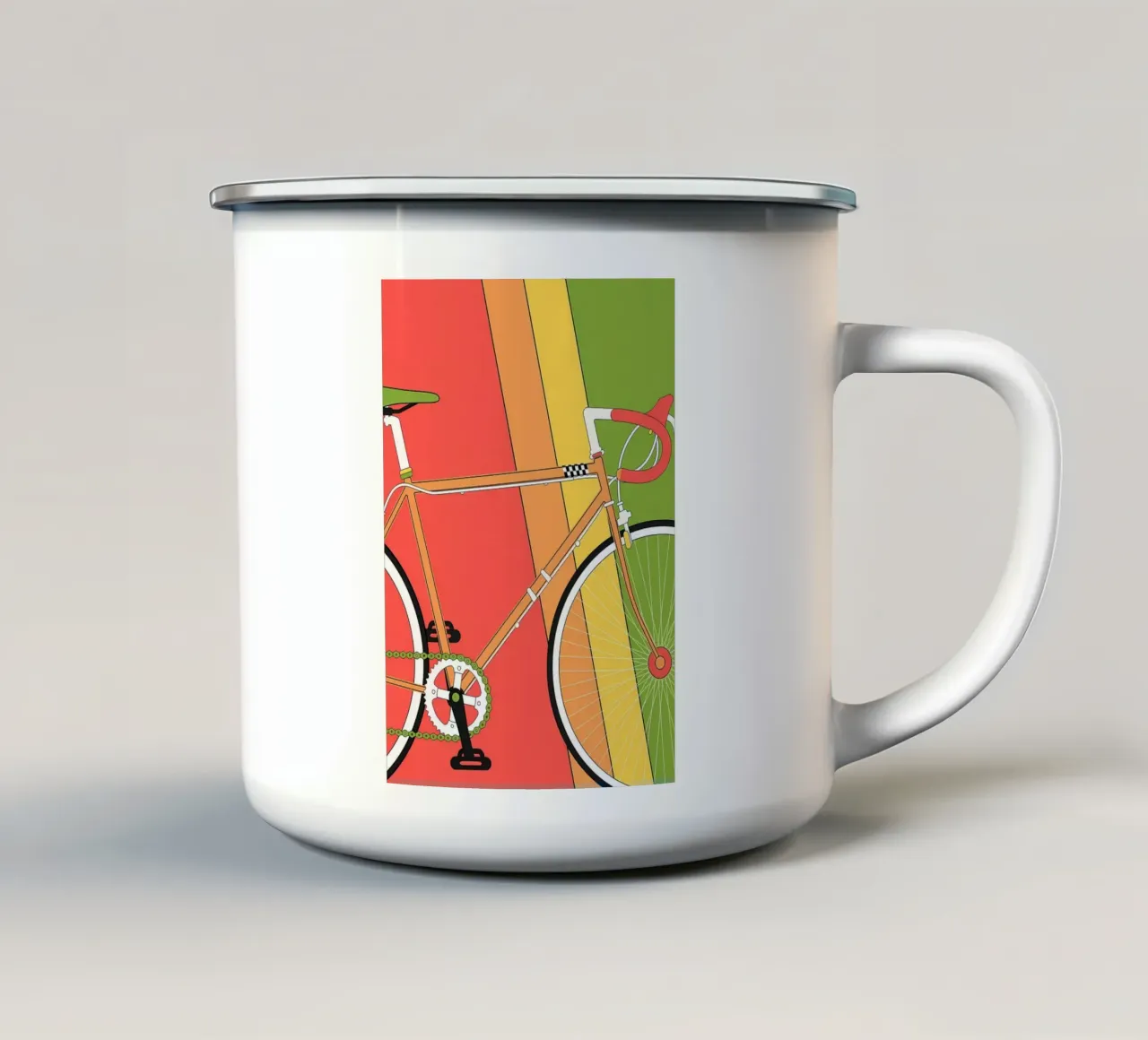Bicicletta retrò illustrazione colorata tazza in smalto da Albert S Jacob