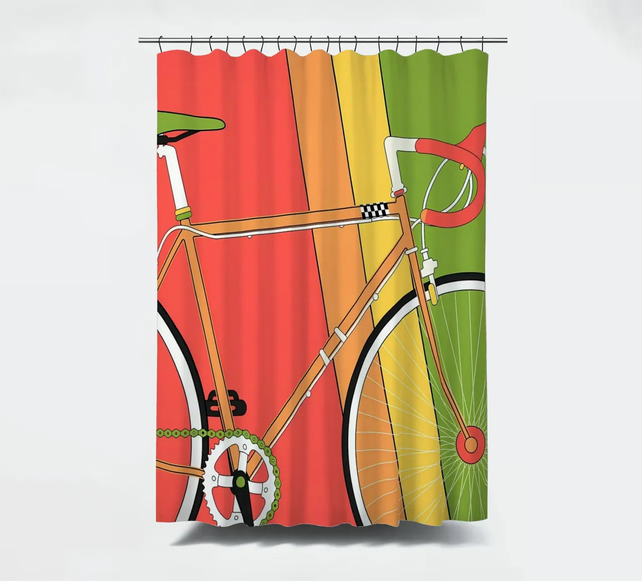 Retro Fietsillustratie Kleurrijk douchegordijn van Albert S Jacob