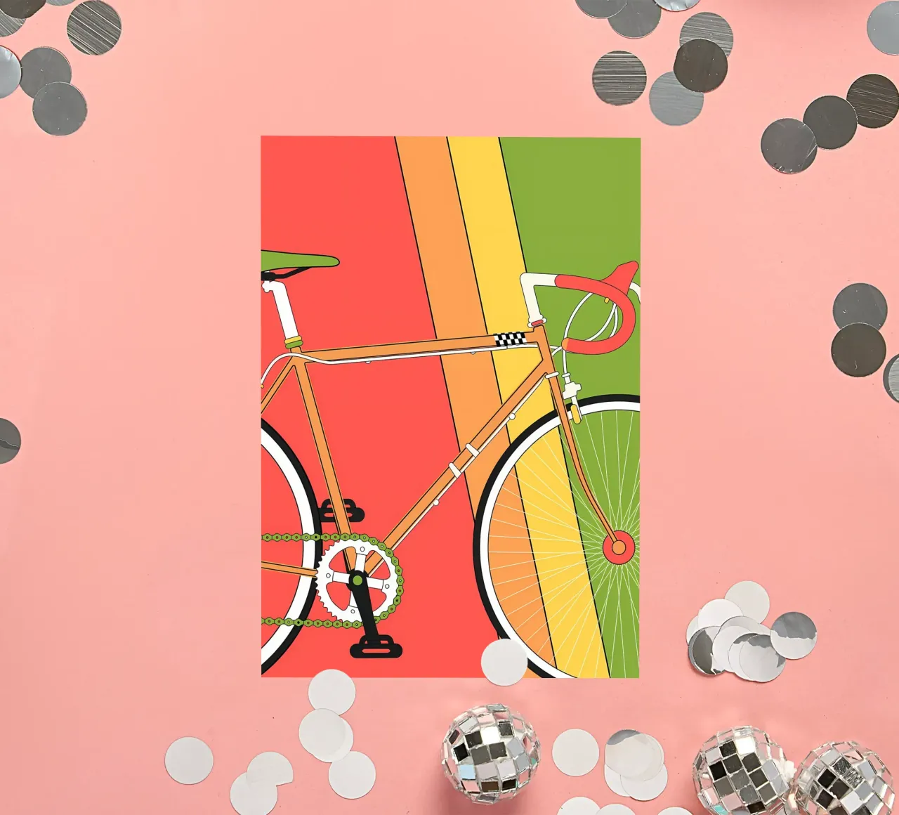 Retro Bicycle Illustration Colorful sticker by Albert S Jacob