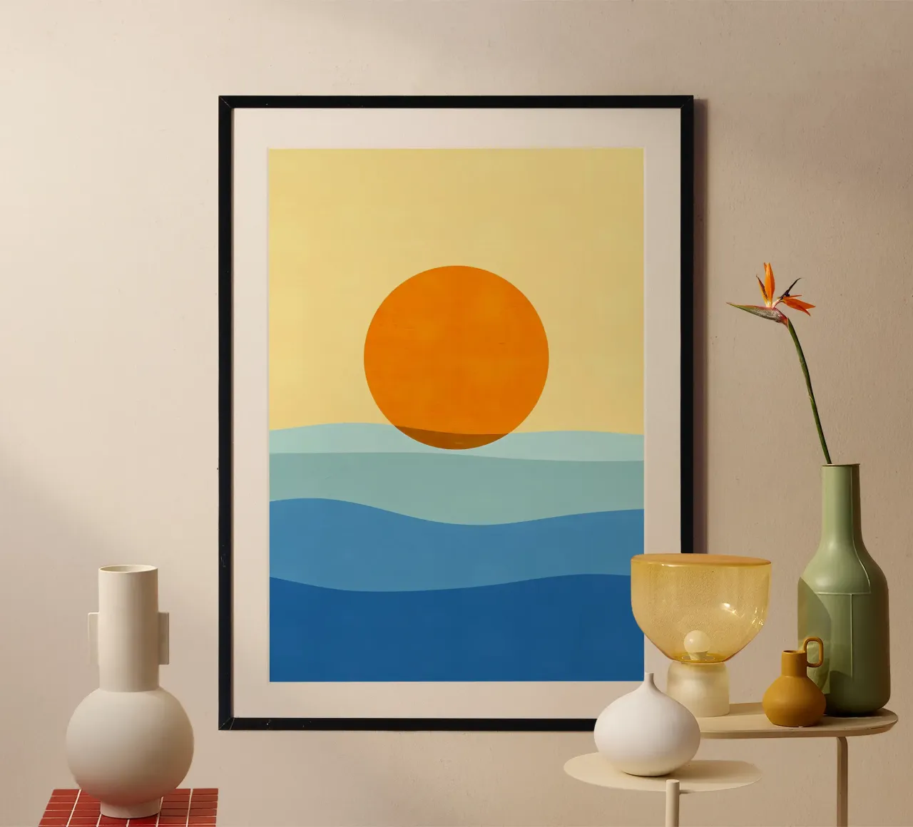 Plage tropicale 2 poster avec cadre en bois de James M Coyle