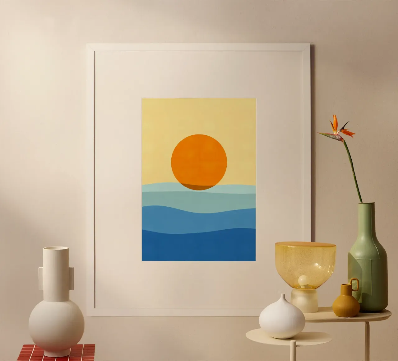 Plage tropicale 2 poster avec cadre en bois de James M Coyle