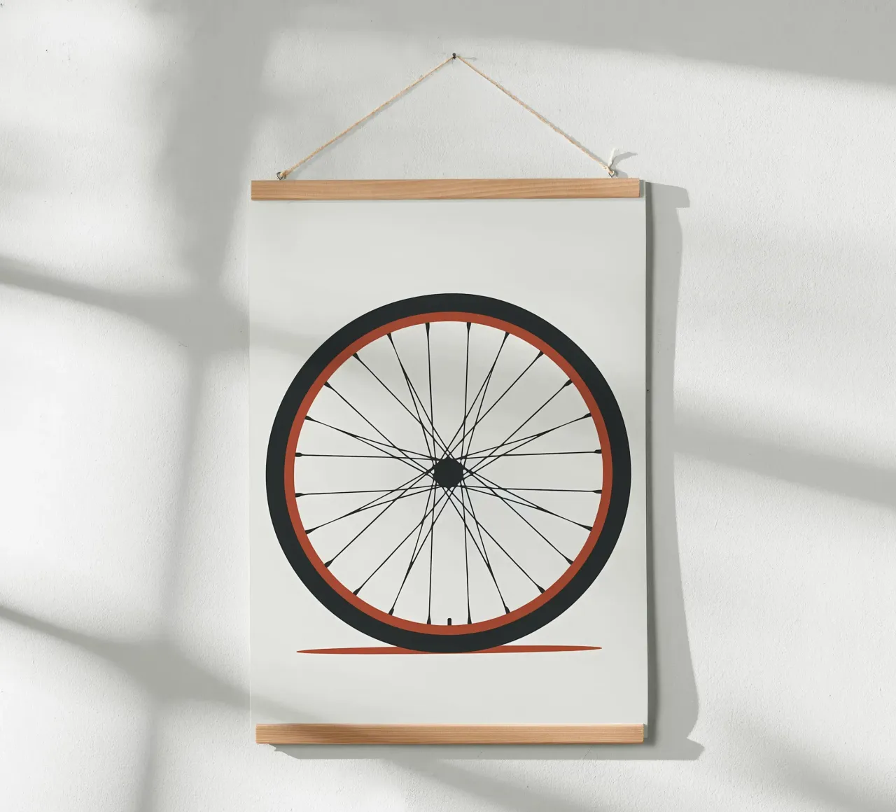 Minimalistische Bauhaus-fietswielillustratie poster met kunststof frame van Albert S Jacob