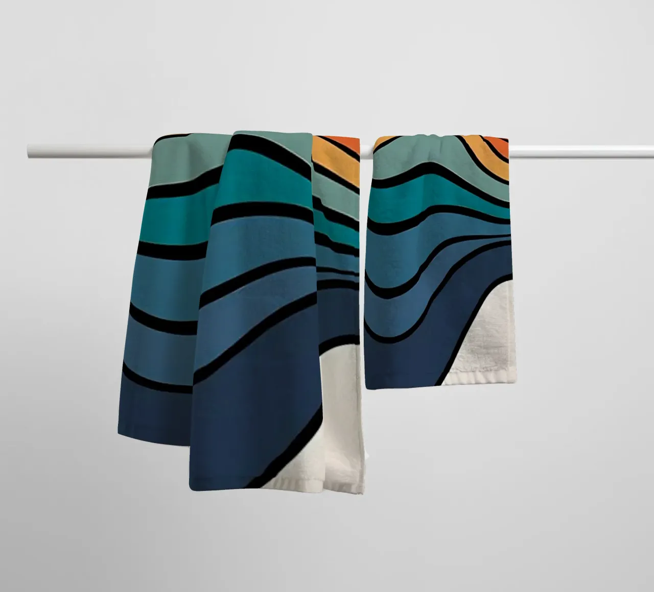 Abstract Colorful Waves towel by James M Coyle