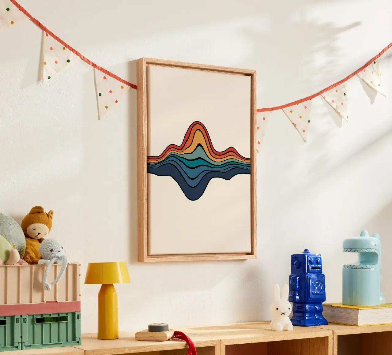 Abstract Colorful Waves canvas with Floater frame by James M Coyle