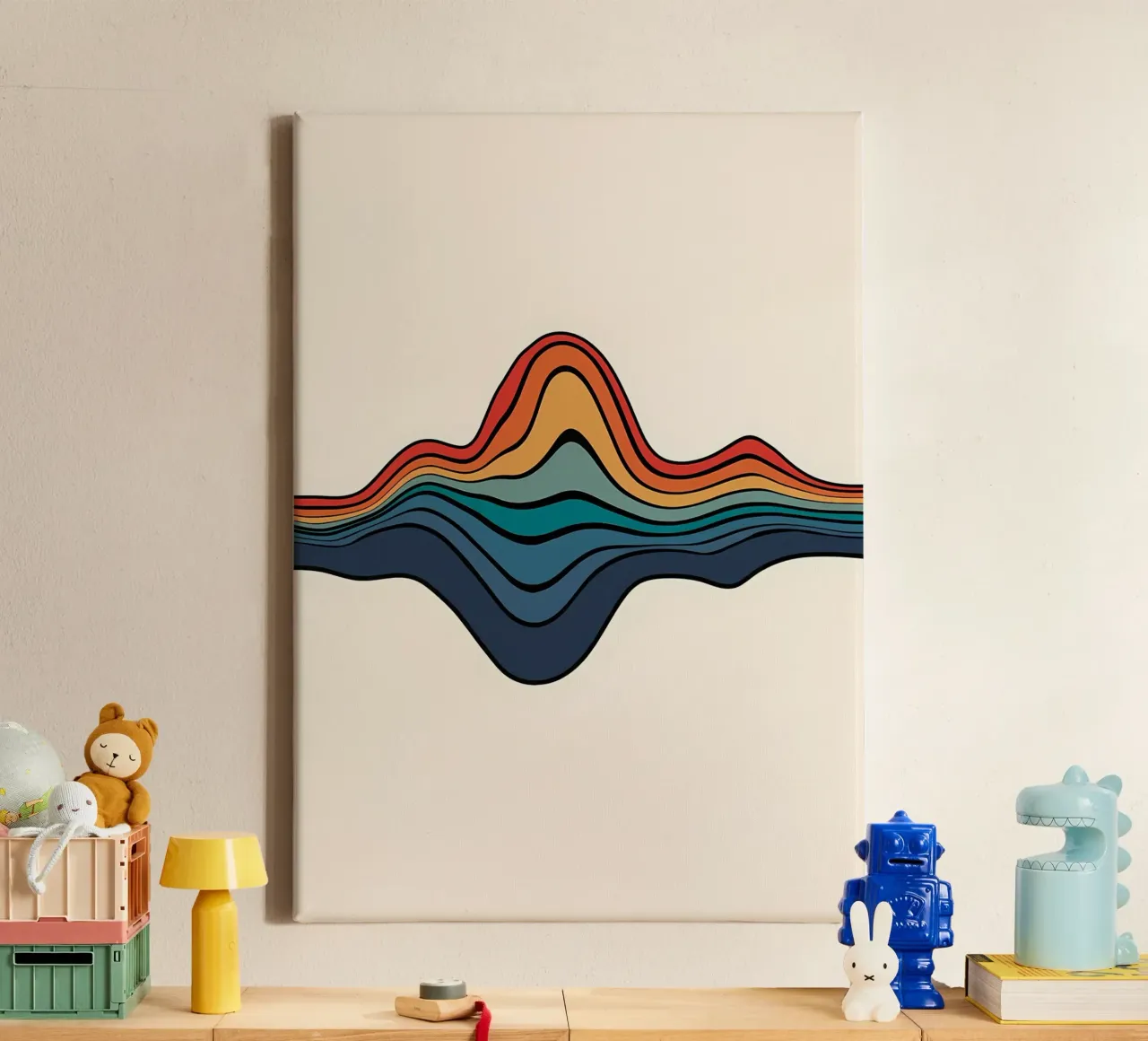 Abstract Colorful Waves canvas with Floater frame by James M Coyle