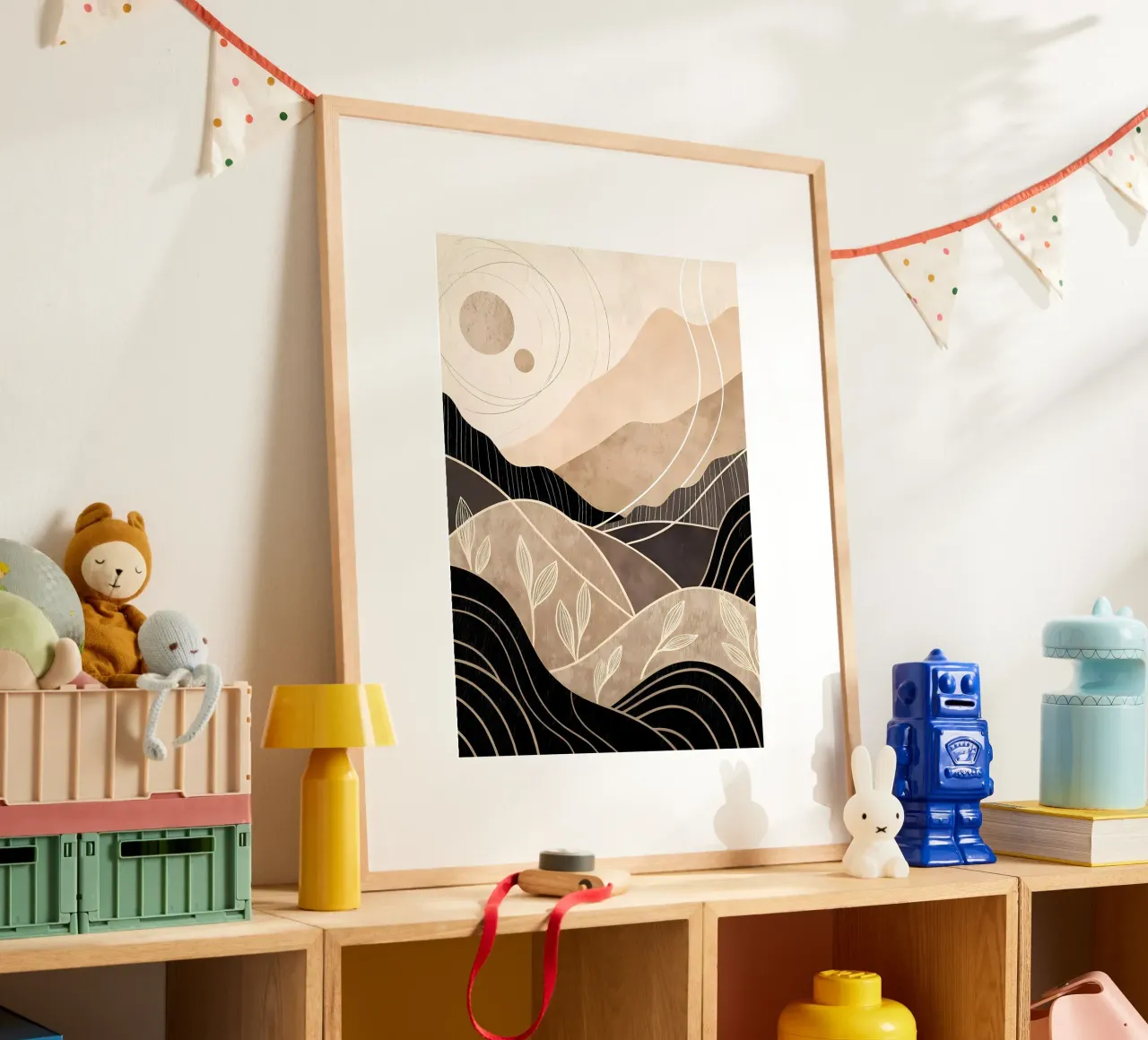 Paesaggi Zen poster con telaio in legno da Rebecca Clark Wyrick