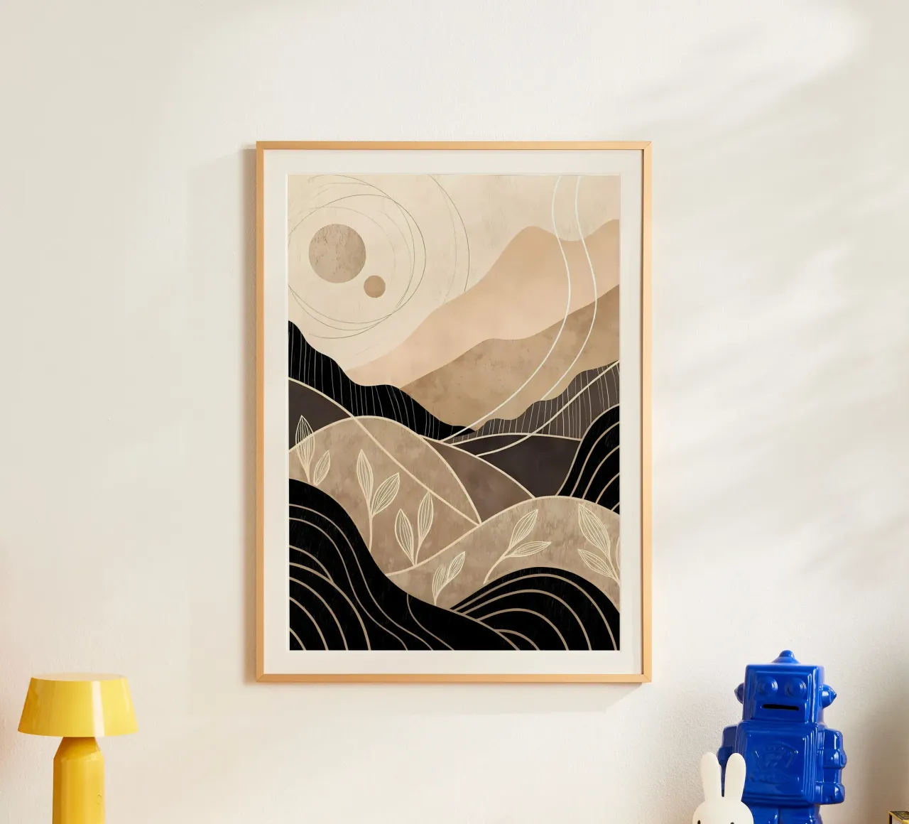 Paesaggi Zen poster con telaio in legno da Rebecca Clark Wyrick