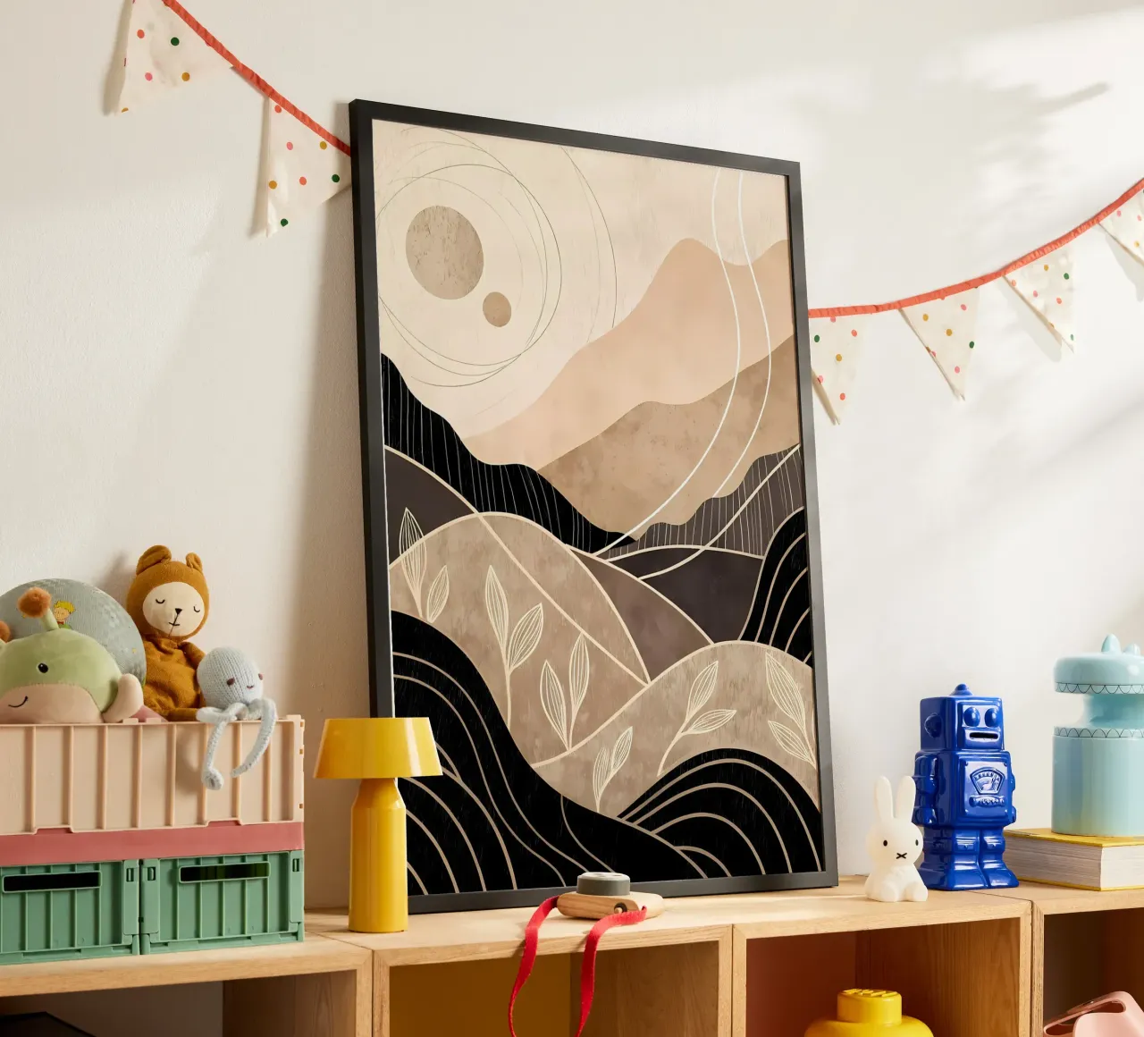 Paesaggi Zen poster con telaio in legno da Rebecca Clark Wyrick