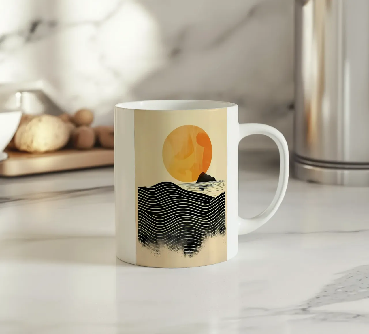 Sunset Waves ceramic mug by James M Coyle